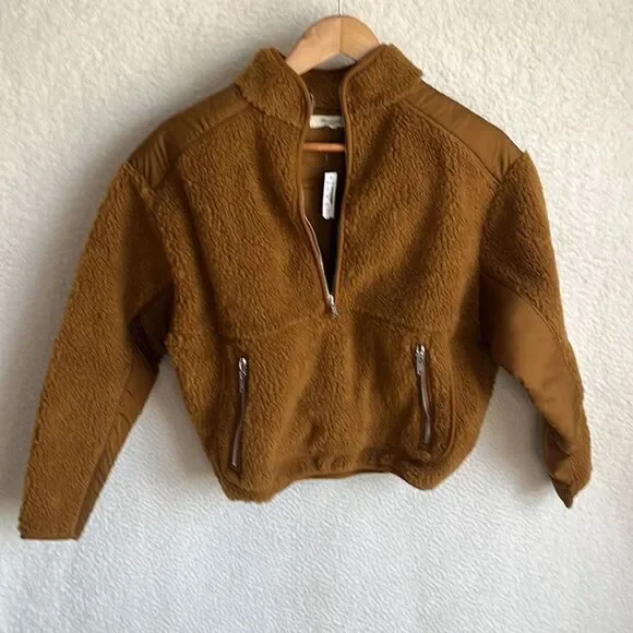 Madewell Faux Sherpa Kokomo Pullover Womens XS Camel - Picture 2 of 8